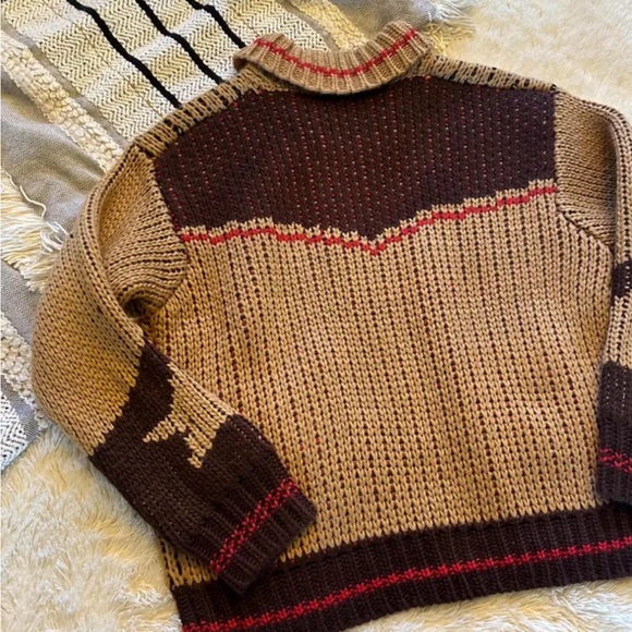 Western Design Rodeo Horse Cowichan Knit Traditional Zip Front Sweater - Picture 3 of 6